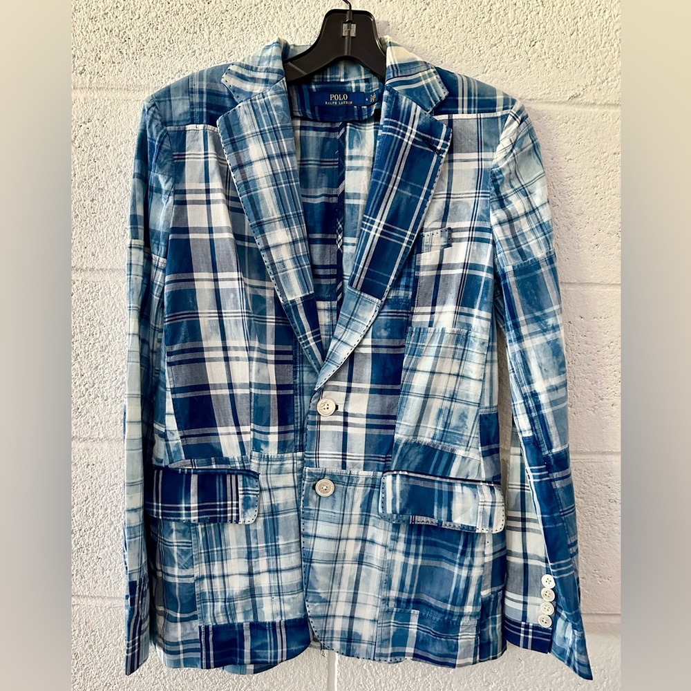 Ralph Lauren Patchwork Indigo Blue and White  Blazer
